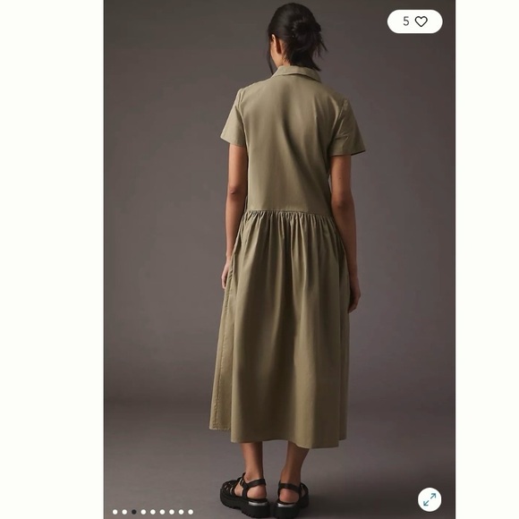 Anthropologie Maeve Utility SS Midi Shirtdress Size XL Olive Green Like New - Picture 3 of 16